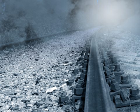 Fog train tracks and a mystical light